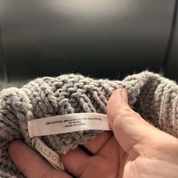 New Talbots Scarf Women's One Size Grey Speckled Cable Knit Pullover - Picture 5 of 5